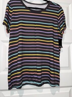 Torrid Dark Gray Tee with Pastel Stripe Accents